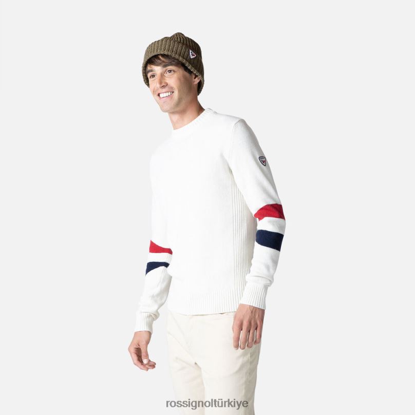 Rossignol imzalı örgü kazak beyaz erkekler üstler F0TFH441