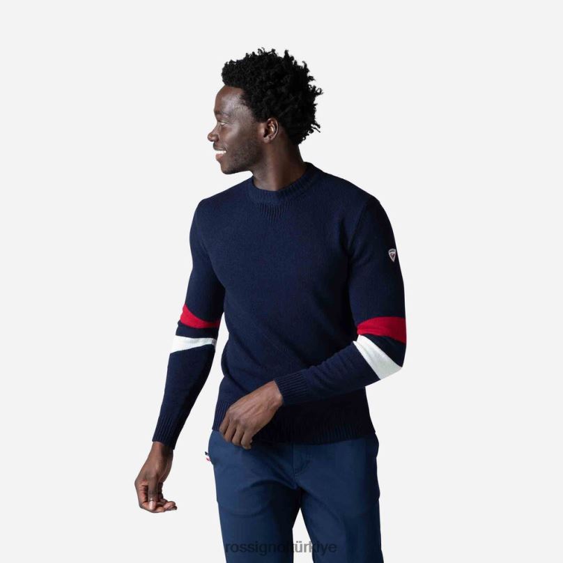 Rossignol imzalı örgü kazak koyu lacivert erkekler üstler F0TFH445