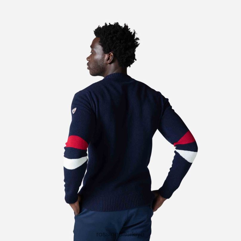 Rossignol imzalı örgü kazak koyu lacivert erkekler üstler F0TFH445