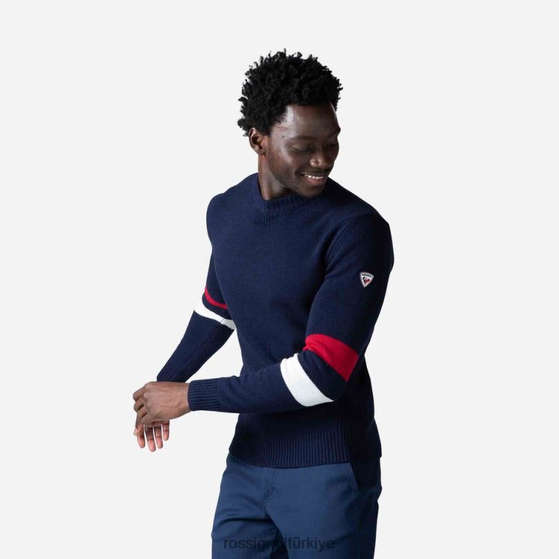 Rossignol imzalı örgü kazak koyu lacivert erkekler üstler F0TFH445