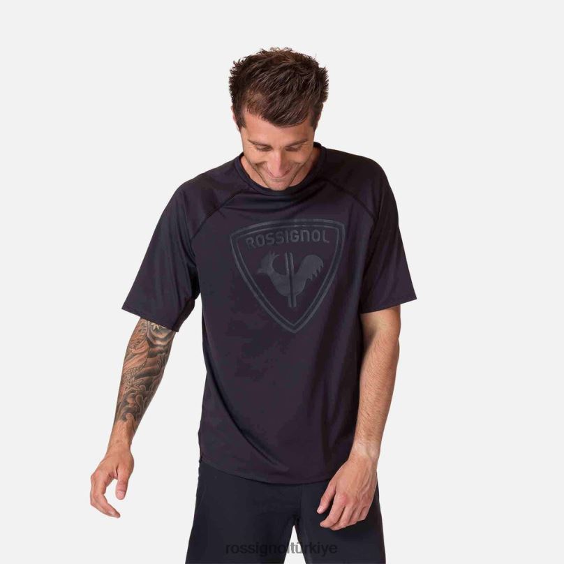 Rossignol kısa kollu jarse klasik kesim siyah erkekler üstler F0TFH26