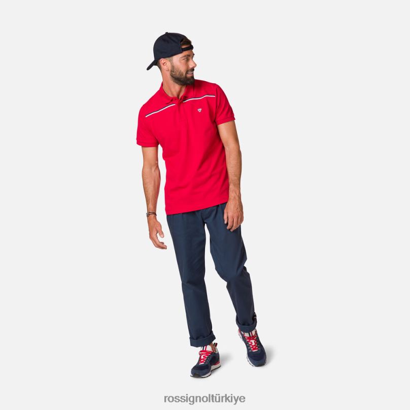 Rossignol logo polo şerit gömlek kırmızı erkekler üstler F0TFH504