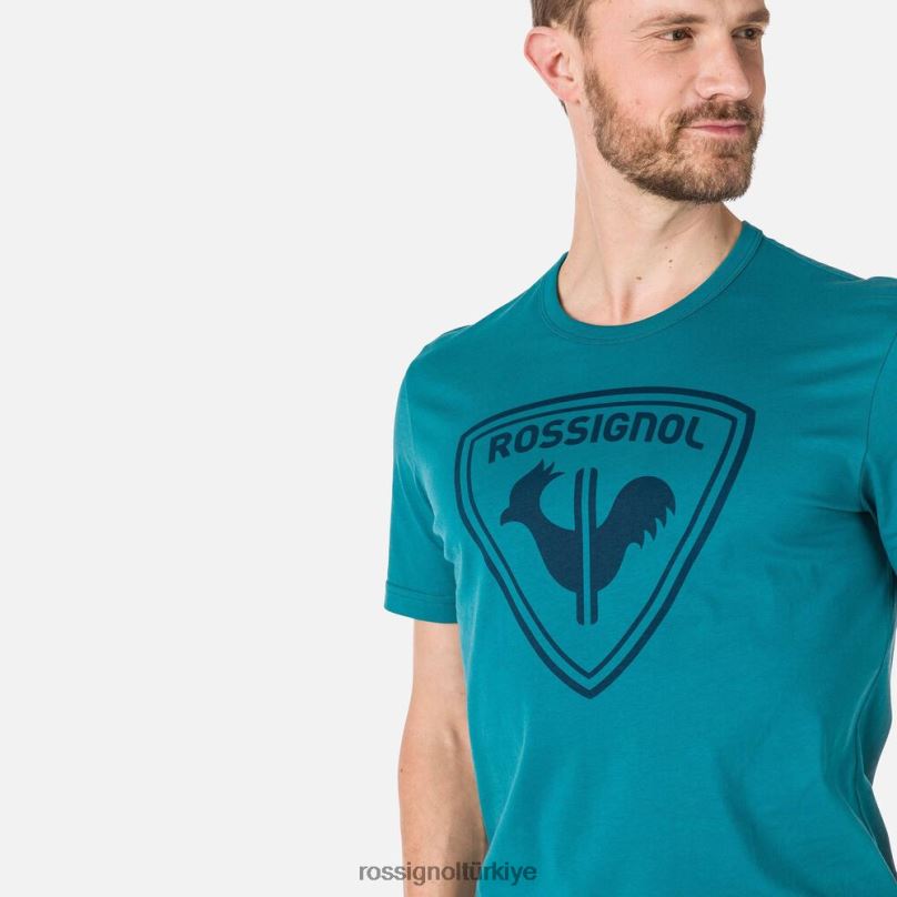 Rossignol logolu tişört koyu zümrüt erkekler üstler F0TFH407