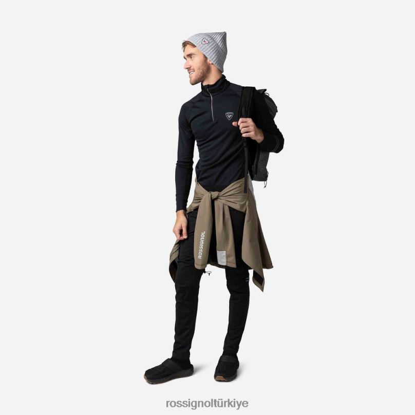 Rossignol poursuite yarım fermuarlı içlik üst siyah erkekler üstler F0TFH410