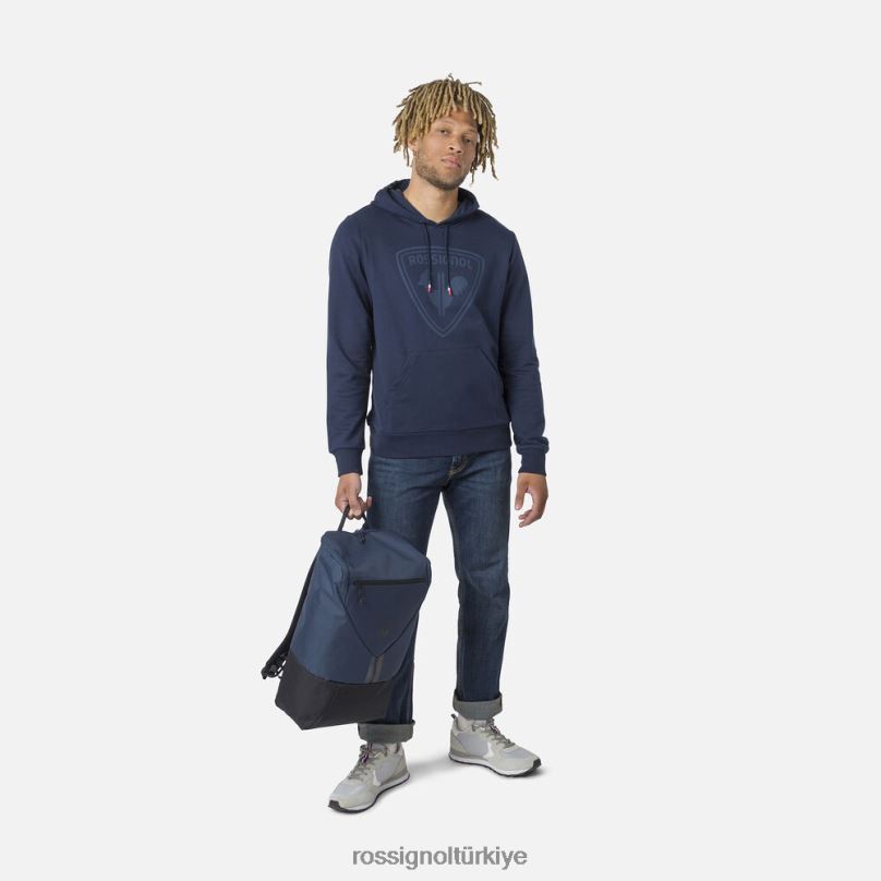 Rossignol kapüşonlu logolu polar sweatshirt koyu lacivert erkekler üstler F0TFH65