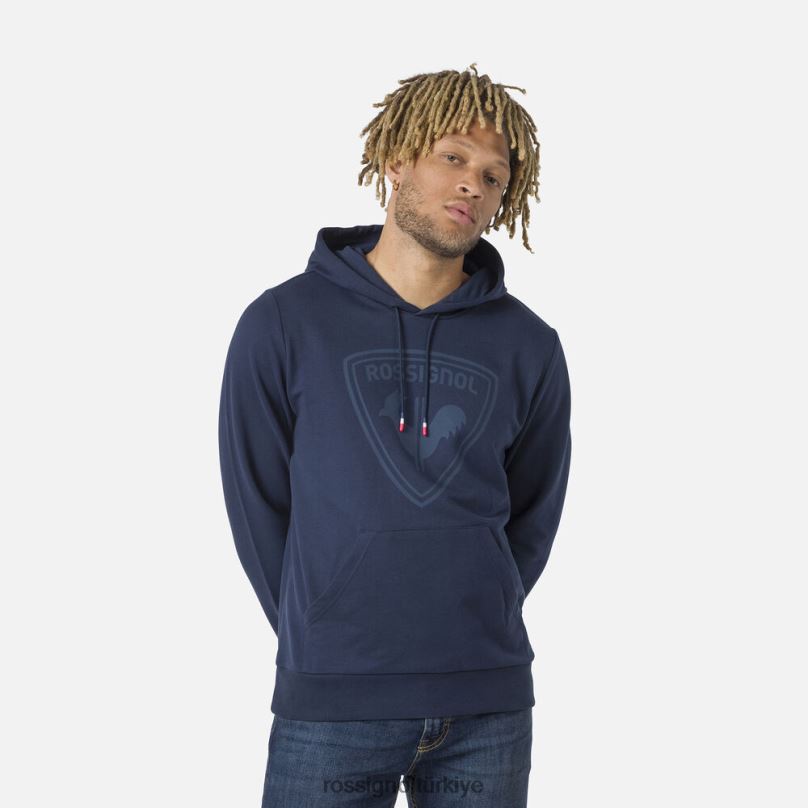 Rossignol kapüşonlu logolu polar sweatshirt koyu lacivert erkekler üstler F0TFH65