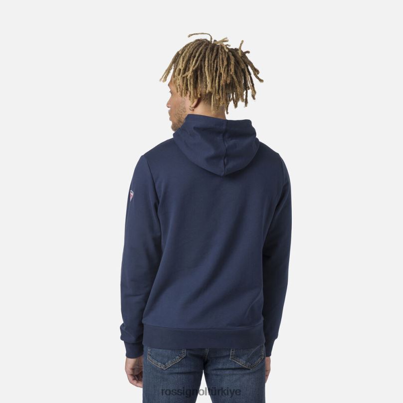 Rossignol kapüşonlu logolu polar sweatshirt koyu lacivert erkekler üstler F0TFH65
