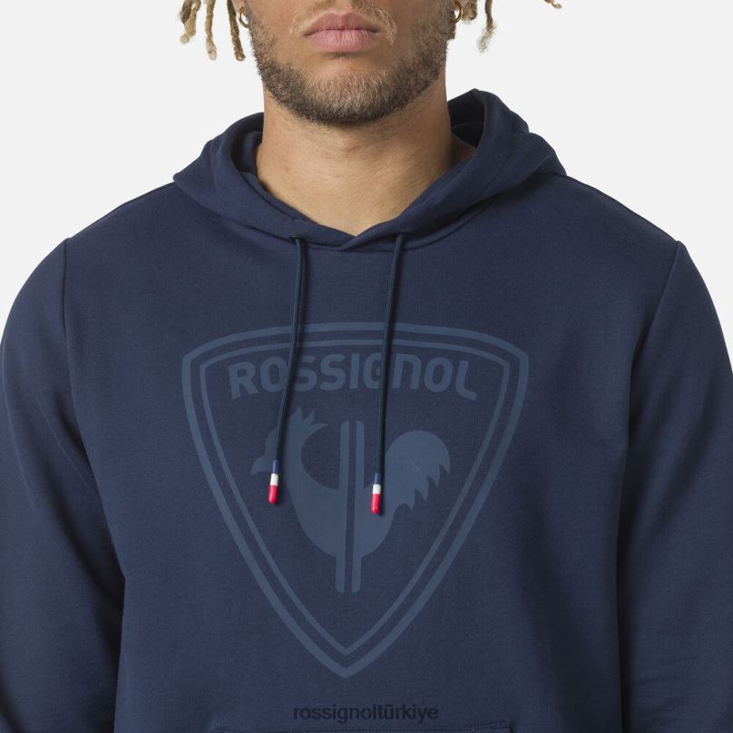 Rossignol kapüşonlu logolu polar sweatshirt koyu lacivert erkekler üstler F0TFH65