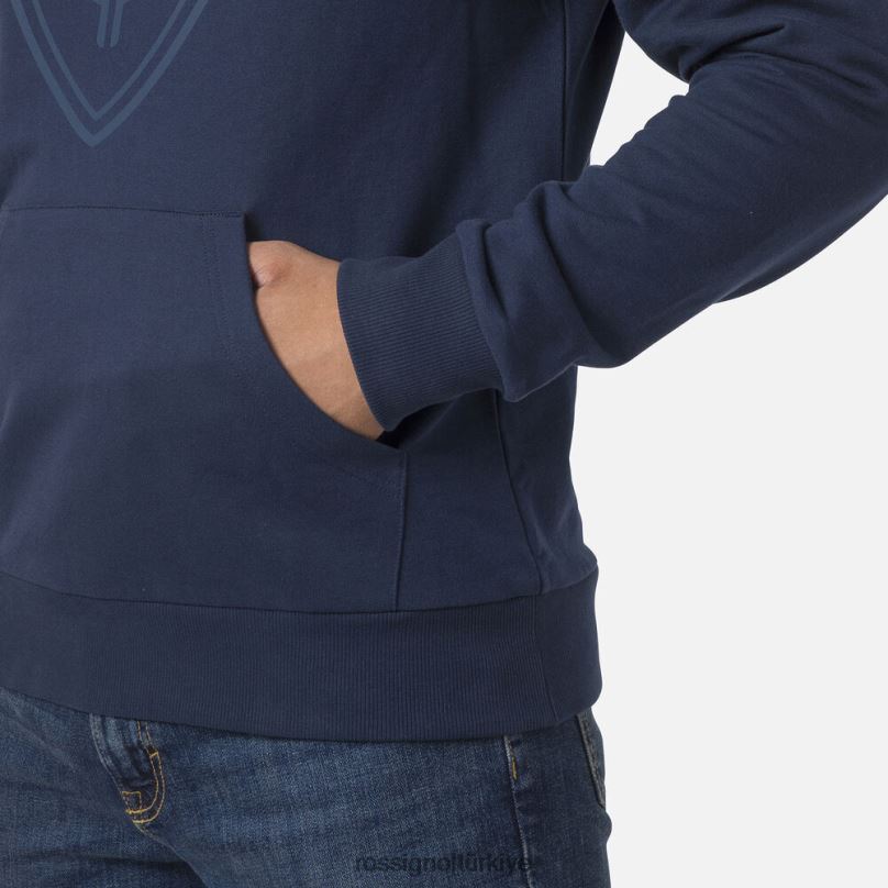 Rossignol kapüşonlu logolu polar sweatshirt koyu lacivert erkekler üstler F0TFH65