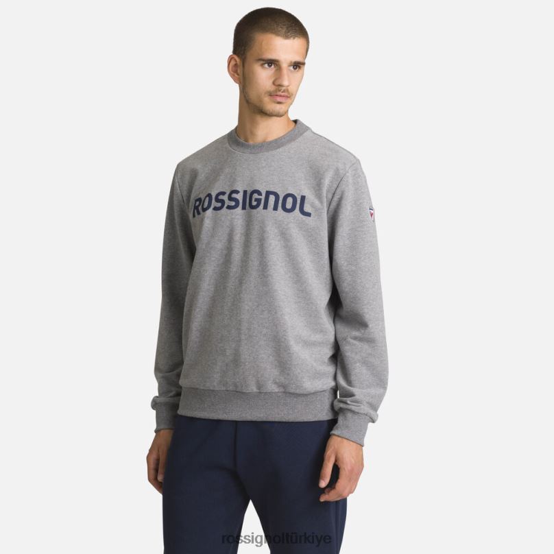 Rossignol logolu pamuklu sweatshirt yuvarlak yakalı funda grisi erkekler üstler F0TFH394