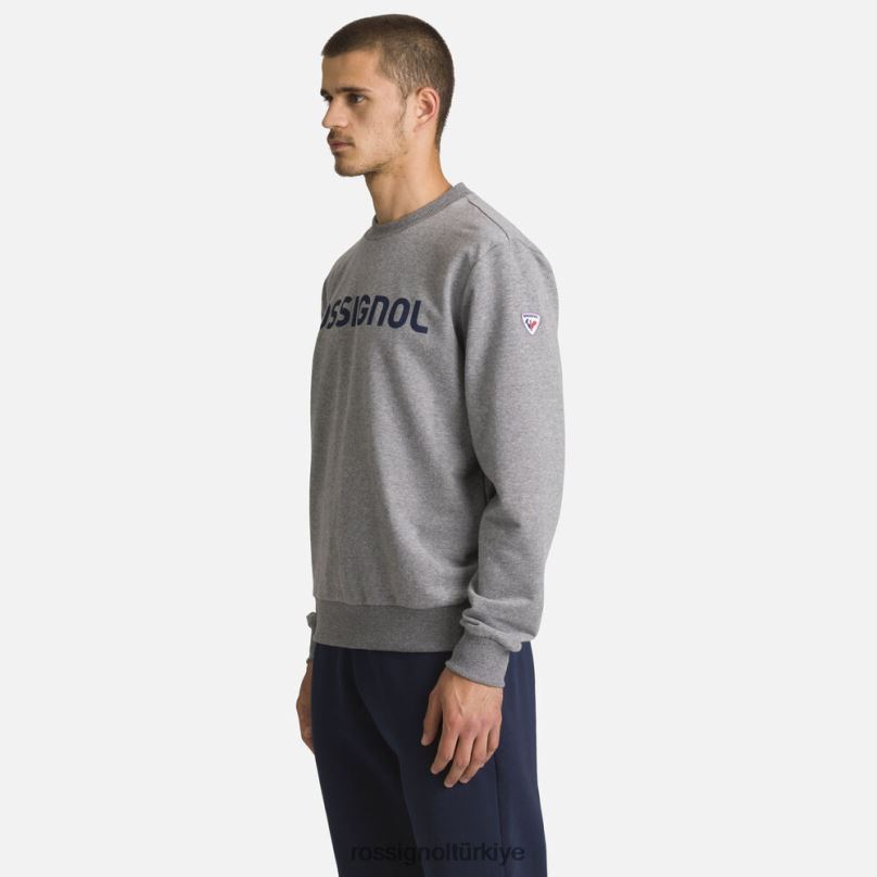 Rossignol logolu pamuklu sweatshirt yuvarlak yakalı funda grisi erkekler üstler F0TFH394