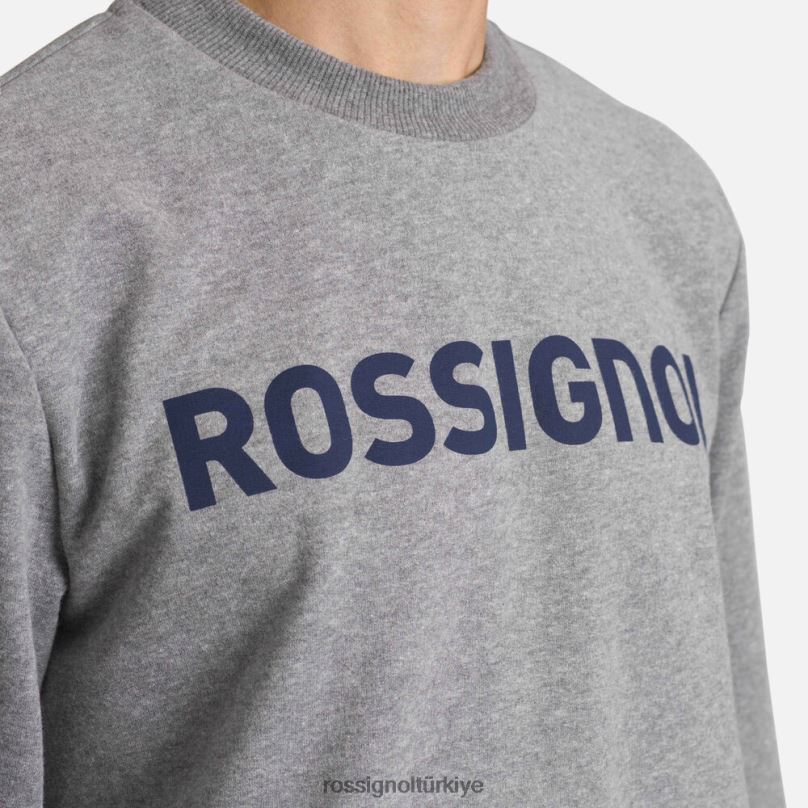 Rossignol logolu pamuklu sweatshirt yuvarlak yakalı funda grisi erkekler üstler F0TFH394