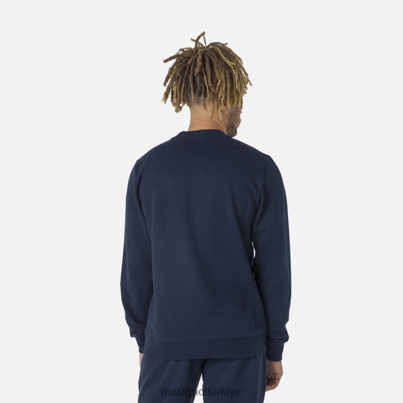 Rossignol logolu pamuklu sweatshirt yuvarlak yakalı koyu lacivert erkekler üstler F0TFH415