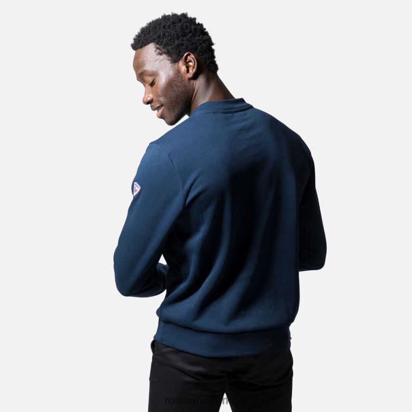 Rossignol logolu pamuklu sweatshirt yuvarlak yakalı koyu lacivert erkekler üstler F0TFH505