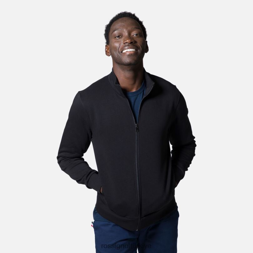 Rossignol tam fermuarlı logolu pamuklu sweatshirt siyah erkekler üstler F0TFH430