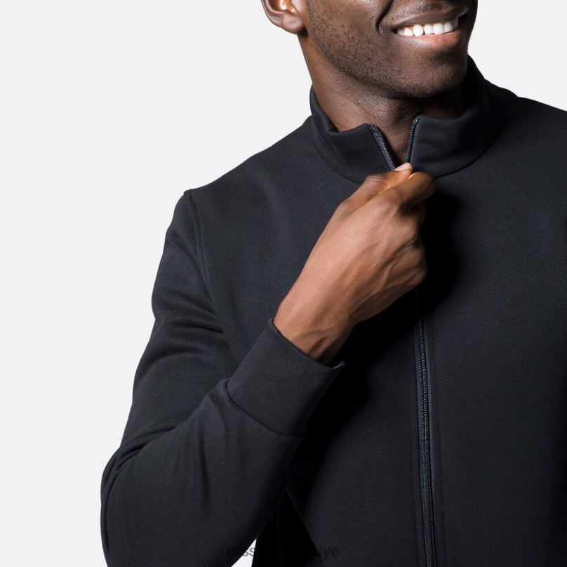Rossignol tam fermuarlı logolu pamuklu sweatshirt siyah erkekler üstler F0TFH430