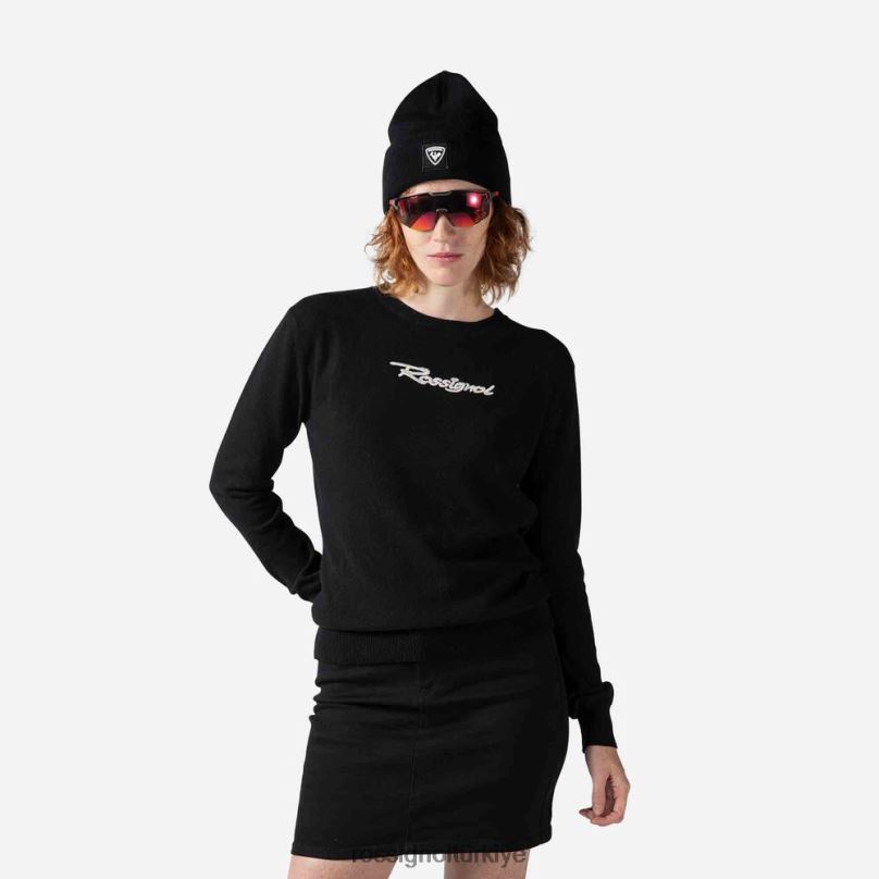 Rossignol imzalı örgü kazak siyah kadınlar üstler F0TFH902