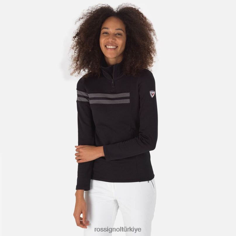 Rossignol resort yarım fermuarlı üst siyah kadınlar üstler F0TFH743