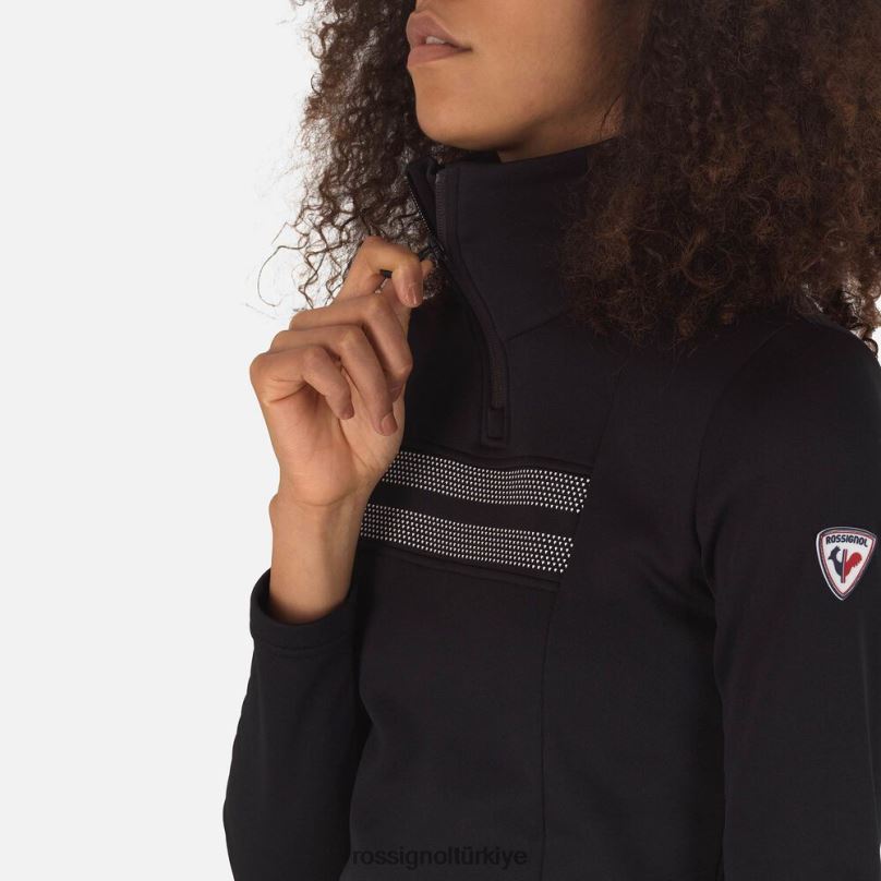 Rossignol resort yarım fermuarlı üst siyah kadınlar üstler F0TFH743