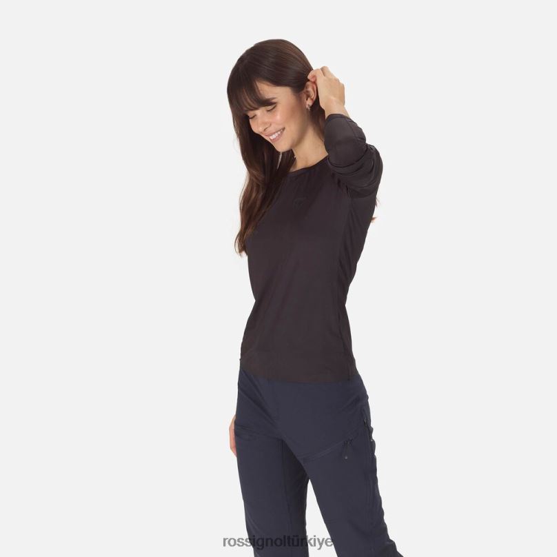 Rossignol skpr uzun kollu tişört siyah kadınlar üstler F0TFH918