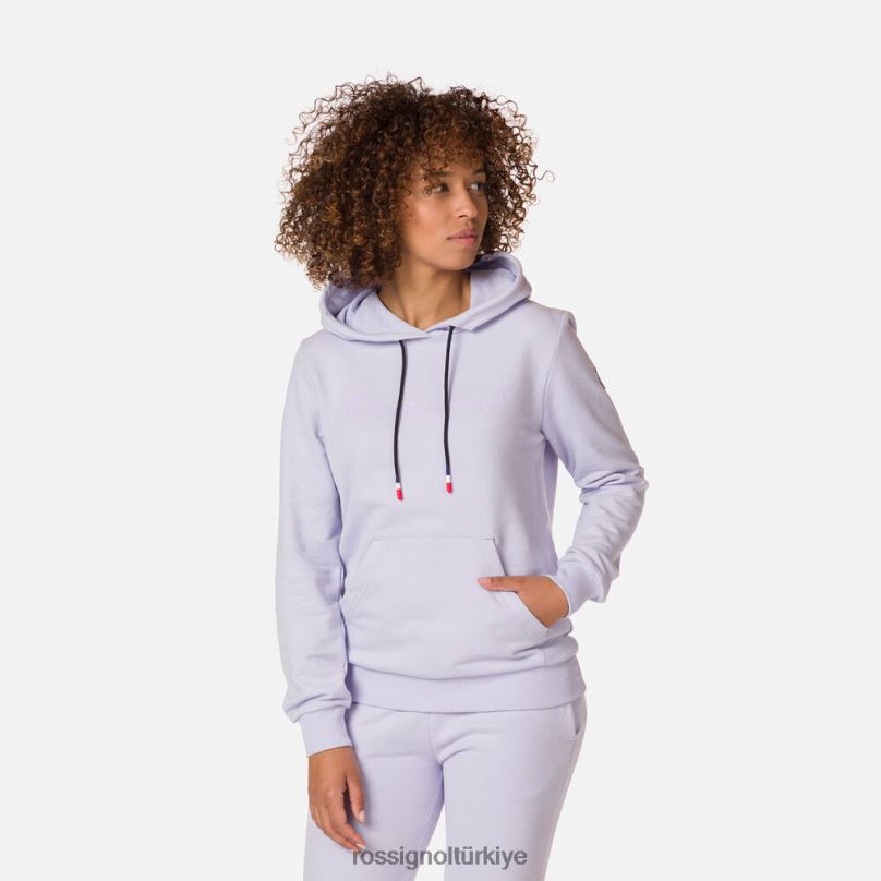 Rossignol kapüşonlu logolu pamuklu sweatshirt lavanta grisi kadınlar üstler F0TFH745