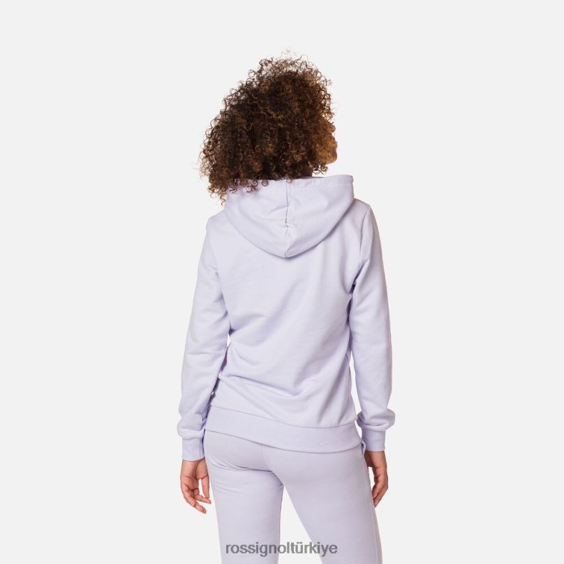 Rossignol kapüşonlu logolu pamuklu sweatshirt lavanta grisi kadınlar üstler F0TFH745