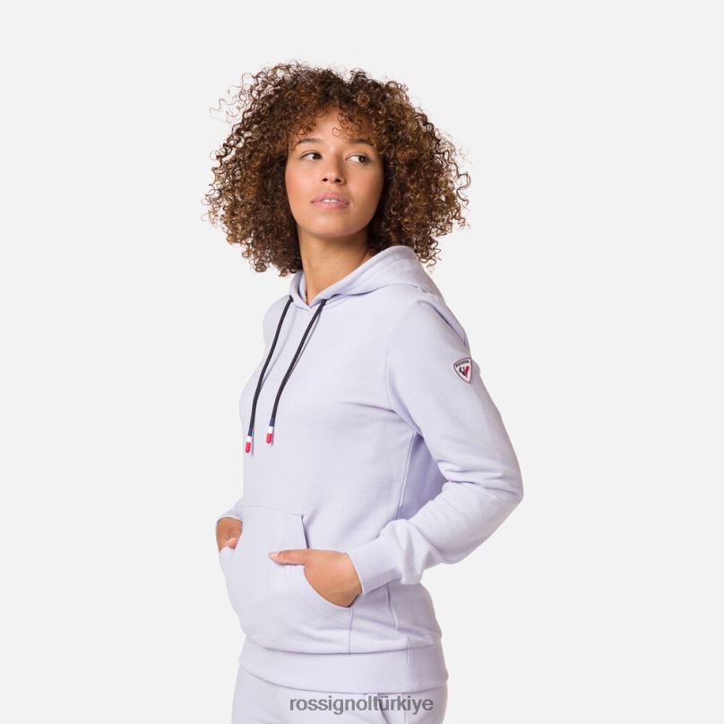 Rossignol kapüşonlu logolu pamuklu sweatshirt lavanta grisi kadınlar üstler F0TFH745