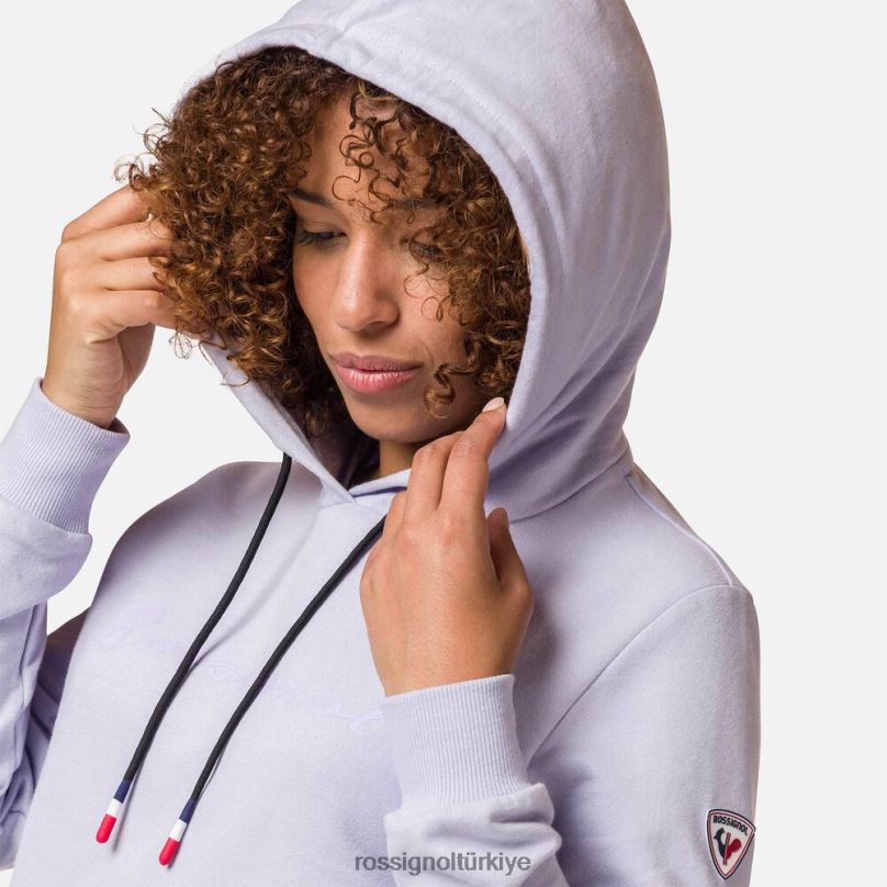 Rossignol kapüşonlu logolu pamuklu sweatshirt lavanta grisi kadınlar üstler F0TFH745