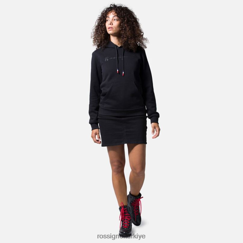 Rossignol kapüşonlu logolu pamuklu sweatshirt siyah kadınlar üstler F0TFH962
