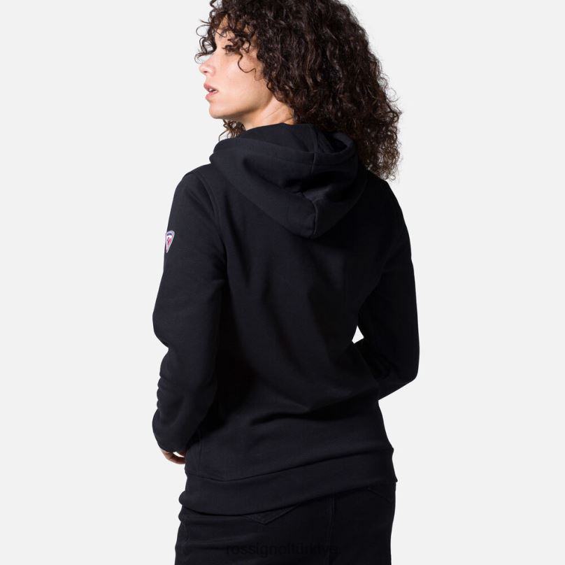 Rossignol kapüşonlu logolu pamuklu sweatshirt siyah kadınlar üstler F0TFH962