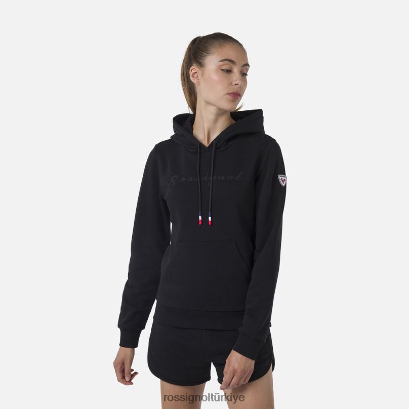 Rossignol kapüşonlu logolu polar sweatshirt siyah kadınlar üstler F0TFH910