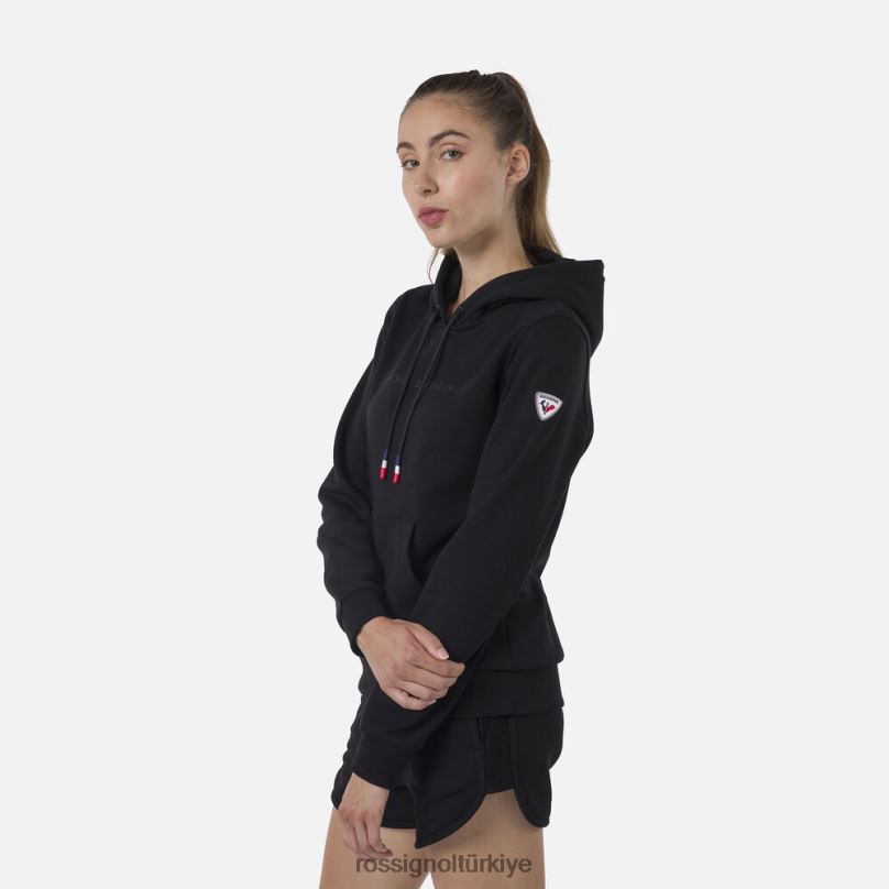 Rossignol kapüşonlu logolu polar sweatshirt siyah kadınlar üstler F0TFH910