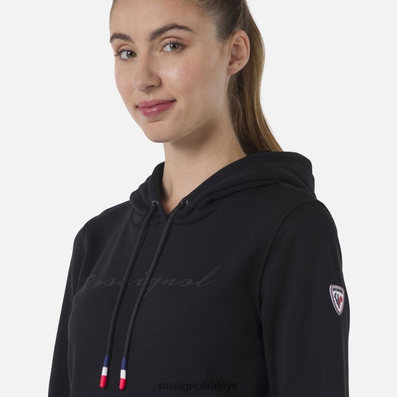 Rossignol kapüşonlu logolu polar sweatshirt siyah kadınlar üstler F0TFH910