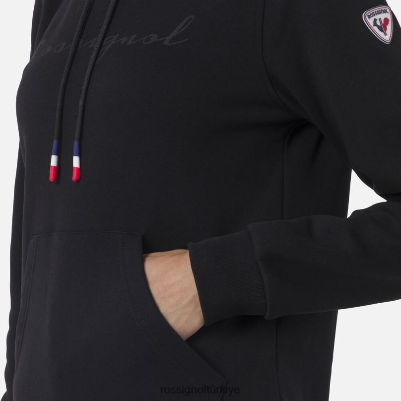 Rossignol kapüşonlu logolu polar sweatshirt siyah kadınlar üstler F0TFH910